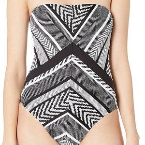 Kenneth Cole New York  Bandeau One Piece Swim suit womens size small Black/White